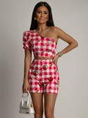 Women\'s checkered summer set, pink 01013 - Online store - Boutique